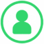 icon of three people in front of a laptop with an insert of a green person and book representing social learning