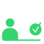 icon of person sitting next to a bar chart showing progress bars increasing overtime with a green tick next to them