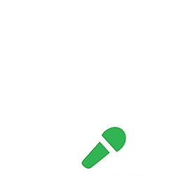 Icon of a person with headset and microphone to represent an online coach