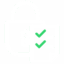 Compliant Padlock 254x254 v1 Icon of a padlock and report with two green ticks representing compliancy and security