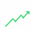 Icon of head and shoulders with a progressive green arrow representing emerging leader