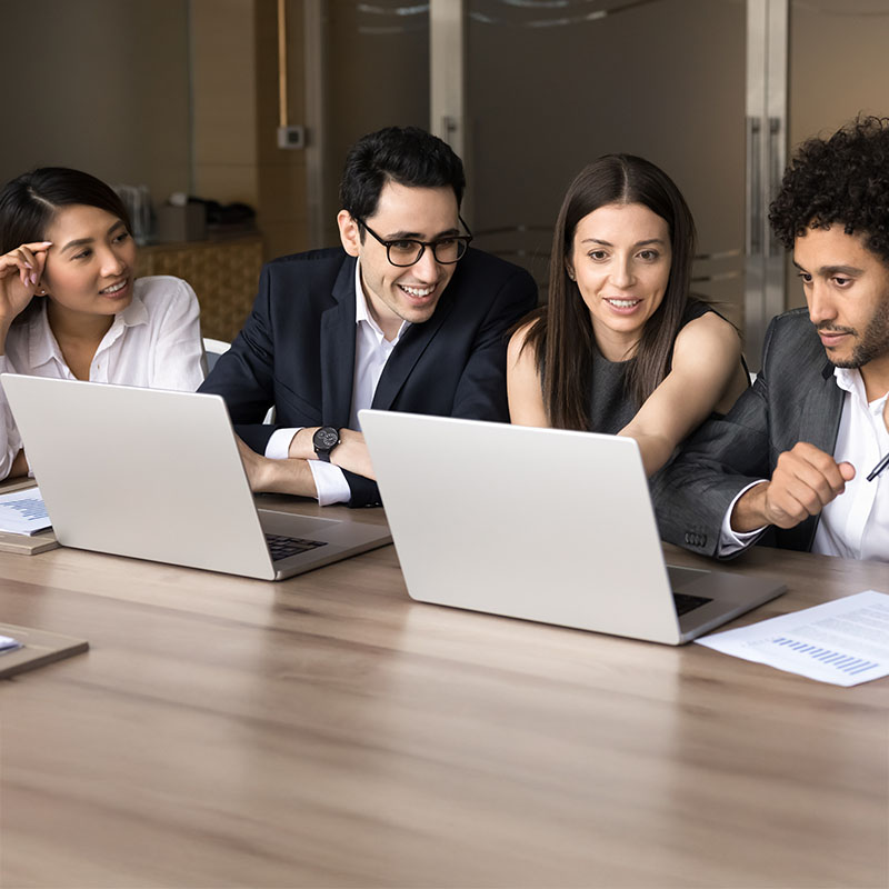 Government header 800x800px group of government workers in a meeting discussing what is on the laptop screen